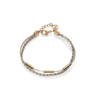 PULSERA VICEROY ACERO DORADO PIEL BLANCA
