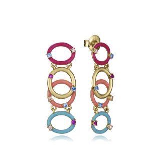 PENDIENTES VICEROY PLATA DE LEY CHAPADA ESMALTE COLOR