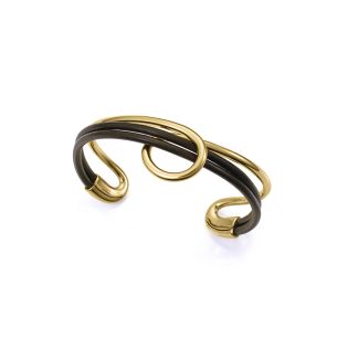 PULSERA VICEROY SRA ACERO Y PIEL IP DORADO