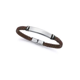 PULSERA VICEROY FASHION CABALLERO ACERO Y CUERO MARRÓN TRENZADO 