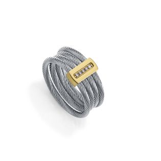 SORTIJA VICEROY ACERO IP DORADO CIRCONITAS 