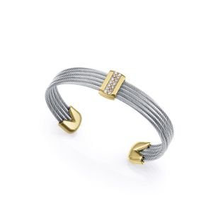 PULSERA VICEROY SEÑORA ACERO E IP DORADO CIRCONITAS SEMIRIGIDA 