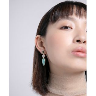 PENDIENTES VICEROY PLATA DE LEY BAÑO DE ORO PIERA NATURAL