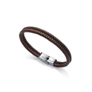 PULSERA VICEROY ACERO TRENZADO ROJO MARRON