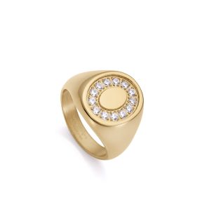 SORTIJA VICEROY ACERO IP DORADO SELLO OVAL