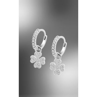 PENDIENTES LOTUS SILVER TREBOL ARO CIRCONITAS