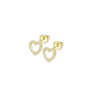 PENDIENTES LOTUS SILVER PLATA CHAPADA EN ORO CORAZONES 