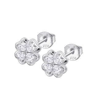 PENDIENTES LOTUS SILVER PLATA DE LEY TREBOL CIRCONITAS 