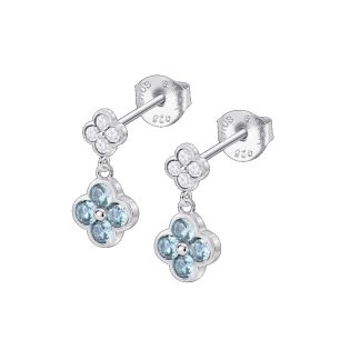 PENDIENTES LOTUS SILVER PLATA DE LEY CIRCONITAS AZULES