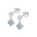 PENDIENTES LOTUS SILVER PLATA DE LEY CIRCONITAS AZULES