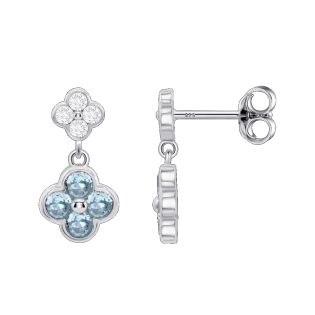 PENDIENTES LOTUS SILVER PLATA DE LEY CIRCONITAS AZULES