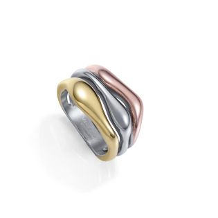 SORTIJA VICEROY FASHION ACERO IP DORADO Y ROSA 