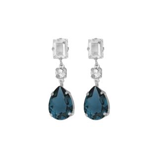 PENDIENTES VICTORIA CRUZ PLATA DE LEY PIEDRAS COLOR BL/AZ