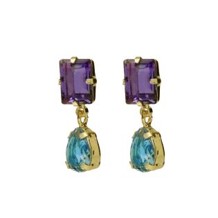 PENDIENTES VICTORIA CRUZ PLATA DE LEY TUYYO TANZANITE 