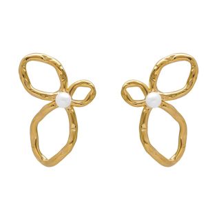 PENDIENTES VICTORIA CRUZ PLATA DE LEY CHAPADA PERLA