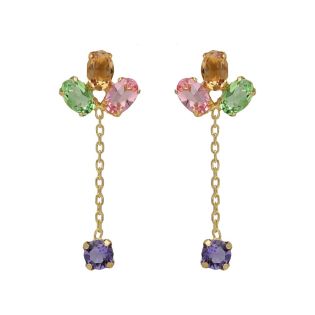 PENDIENTES VICTORIA CRUZ PLATA DE LEY CHAPADA PIEDRA COLOR