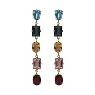 PENDIENTES VICTORIA CRUZ PLATA DE LEY CHAPADA CRISTAL COLOR 