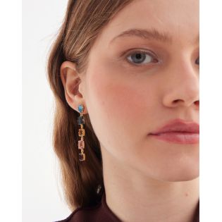 PENDIENTES VICTORIA CRUZ PLATA DE LEY CHAPADA CRISTAL COLOR 