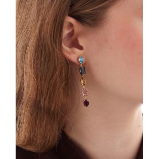 PENDIENTES VICTORIA CRUZ PLATA DE LEY CHAPADA CRISTAL COLOR 