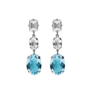 PENDIENTES VICTORIA CRUZ PLATA DE LEY RODIADA AQUAMARINE