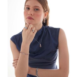 PENDIENTES VICTORIA CRUZ PLATA DE LEY RODIADA AQUAMARINE