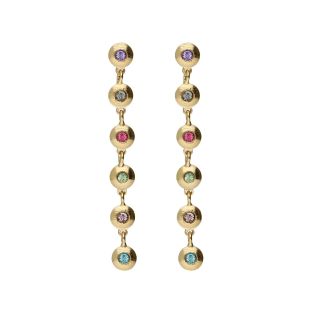 PENDIENTES VICTORIA CRUZ PLATA DE LEY CHAPADA CRISTAL COLOR