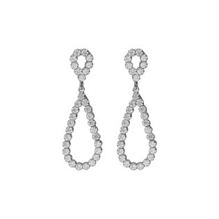 PENDIENTES VICTORIA CRUZ PLATA DE LEY LARGOS LÁGRIMA CON CRISTAL RIVIERE 