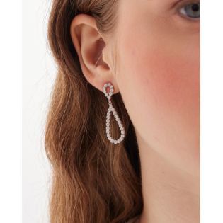 PENDIENTES VICTORIA CRUZ PLATA DE LEY LARGOS LÁGRIMA CON CRISTAL RIVIERE 