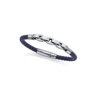 PULSERA VICEROY CAB ACERO Y PIEL AZUL