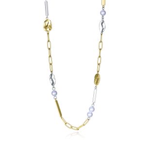 GARGANTILLA VICEROY SRA ACERO Y PERLA IP DORADO