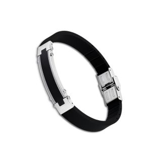 PULSERA LOTUS STYLE CAB CAUCHO ACERO NEGRO