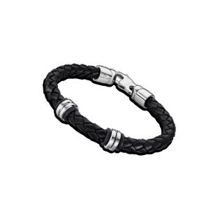 PULSERA LOTUS STYLE CAB ACERO CUERO MARRON