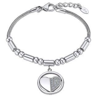PULSERA LOTUS STYLE SEÑORA ACERO CORAZÓN CIRCONITAS 