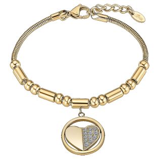 PULSERA LOTUS STYLE SEÑORA ACERO IP DORADO CORAZÓN 