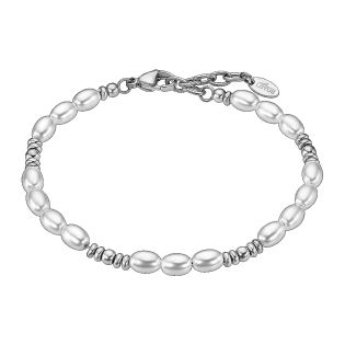 PULSERA LOTUS STYLE ACERO PERLAS 