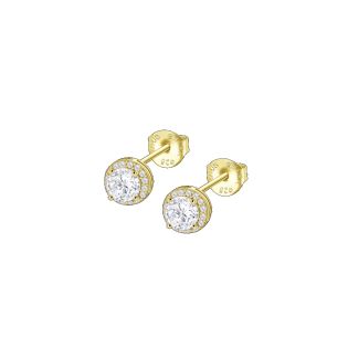 PENDIENTES LOTUS SILVER PLATA CHAPADA EN ORO CRISTAL Y CIRCONITAS 