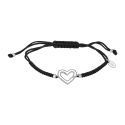 PULSERA LOTUS SILVER CUERDA NEGRA CORAZÓN PLATA 