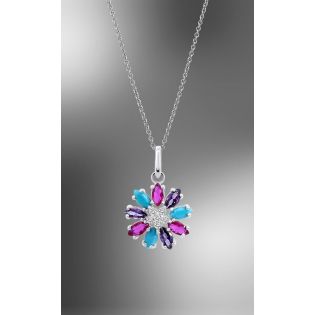 COLGANTE LOTUS SILVER SRA FLOR MULTICOLOR