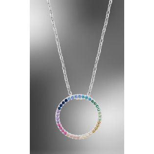 GARGANTILLA LOTUS SILVER PLATA CIRCONITAS DE COLORES CIRCULAR