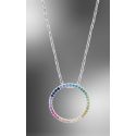 GARGANTILLA LOTUS SILVER PLATA CIRCONITAS DE COLORES CIRCULAR