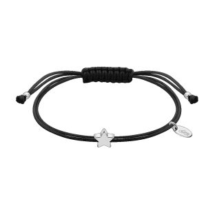 PULSERA LOTUS SILVER CUERDA NEGRA ESTRELLA PLATA 