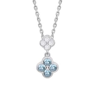 GARGANTILLA LOTUS SILVER PLATA DE LEY FLORES CIRCONITAS AZULES 