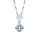 GARGANTILLA LOTUS SILVER PLATA DE LEY FLORES CIRCONITAS AZULES 