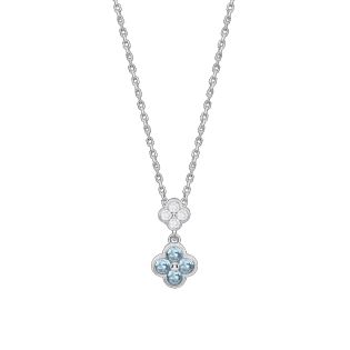 GARGANTILLA LOTUS SILVER PLATA DE LEY FLORES CIRCONITAS AZULES 