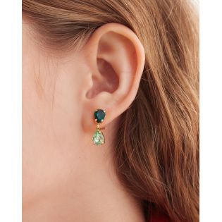 PENDIENTES VICTORIA CRUZ PLATA DE LEY CHAPADA CRISTAL COLOR