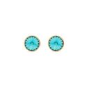 PENDIENTES VICTORIA CRUZ BOTÓN 9MM CIRCULO CRISTAL EN PLATA BAÑADA EN ORO DE BASIC