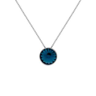 GARGANTILLA VICTORIA CRUZ PLATA DE LEY CÍRCULO CRISTAL DENIM BLUE 