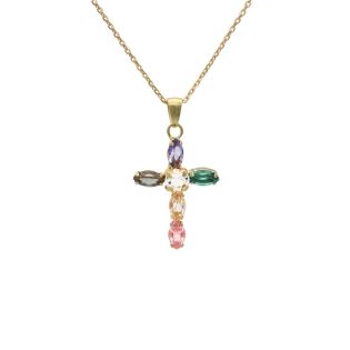 COLGANTE VICTORIA CRUZ PLATA CRUZ MULTICOLOR DE ARISA 
