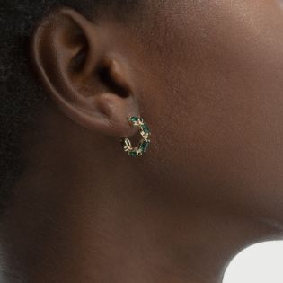 PENDIENTES VICTORIA CRUZ PLATA DE LEY ESMERALDA CHAPADO