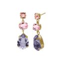 PENDIENTES VICTORIA CRUZ PLATA DE LEY CHAPADA PIEDRAS COLOR